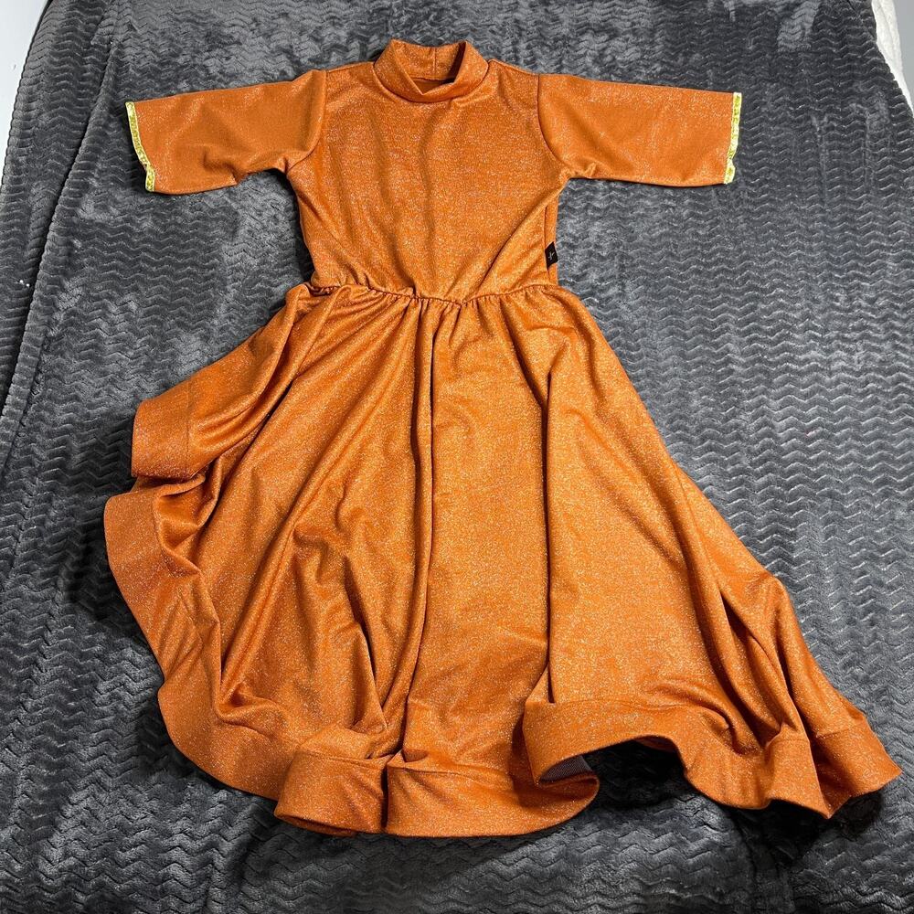 Sabaoth Dress asimetrical Stretch rust sparkly size M